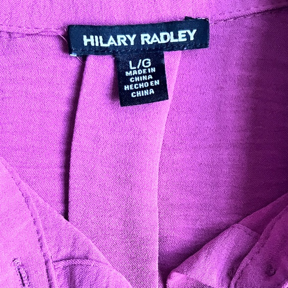 Hilary Radley Purple Tab Sleeve Button Down Women’s Top Size L - Picture 7 of 8